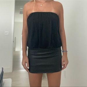 Lavender Brown Black Mini Dress - Leather skirt and tube top